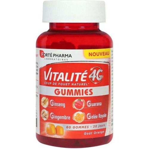 Forte Pharma Vitalite 4G Gummies Συμπλήρωμα Διατροφής Φυτικών Εκχυλισμάτων & Βασιλικού Πολτού για την Αντιμετώπιση της Σωματικές & Πνευματικής Κόπωσης με Γεύση Πορτοκάλι 60 Softgels